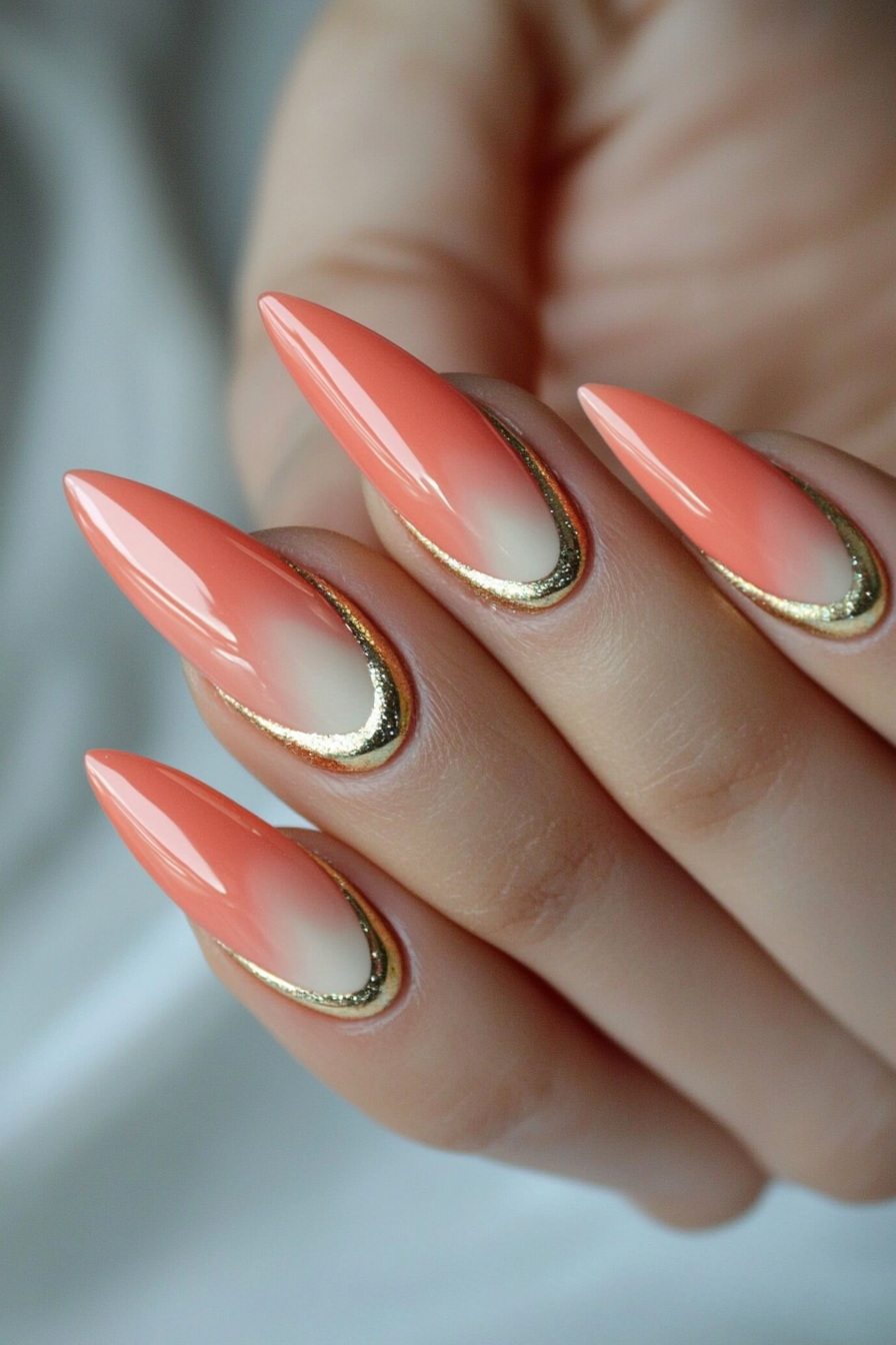 27. Soft Coral Shine (Cat Eye Nail Design Ideas) - Cat Eye Nail Design Ideas