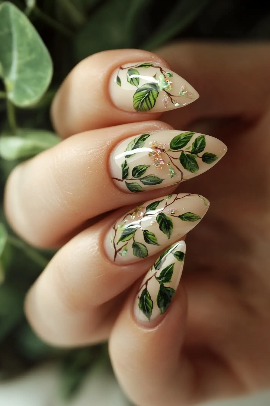 6. Botanical Chic (Creative Nail Design Ideas) - Creative Nail Design Ideas