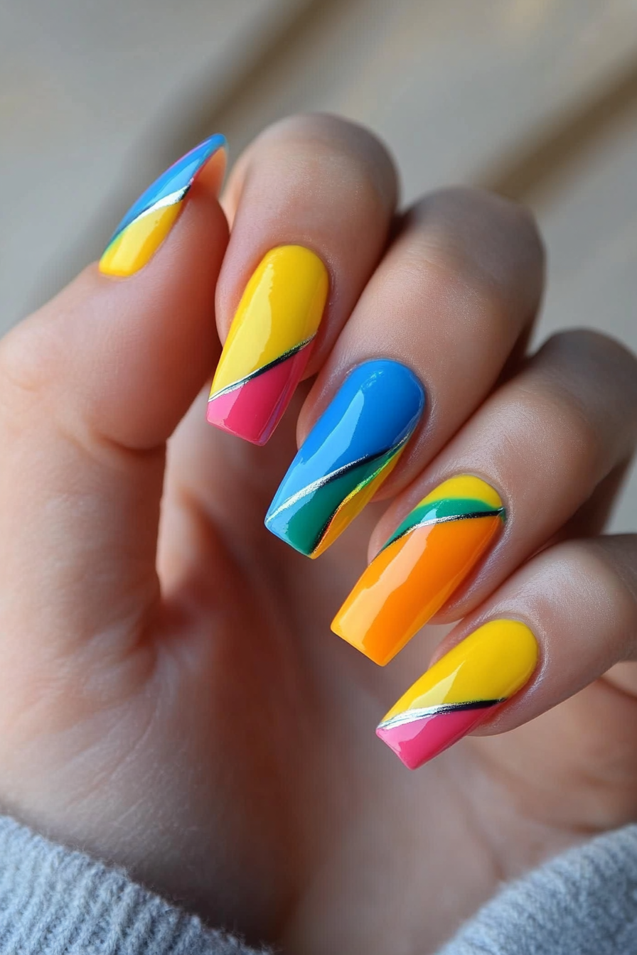 11. Abstract Color Blocks (Creative Nail Design Ideas) - Creative Nail Design Ideas