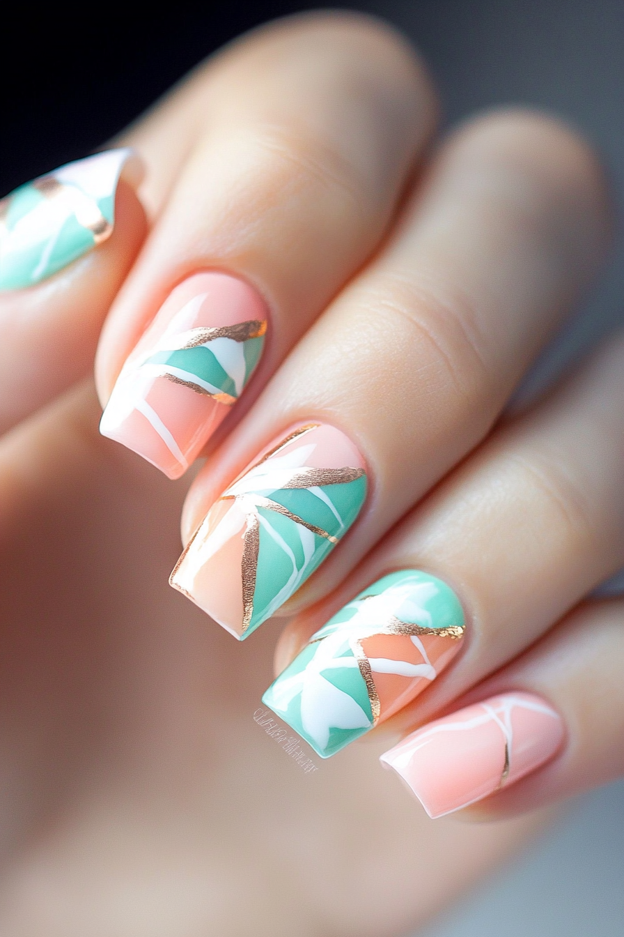 27. Rose Gold Strokes (Creative Nail Design Ideas) - Creative Nail Design Ideas