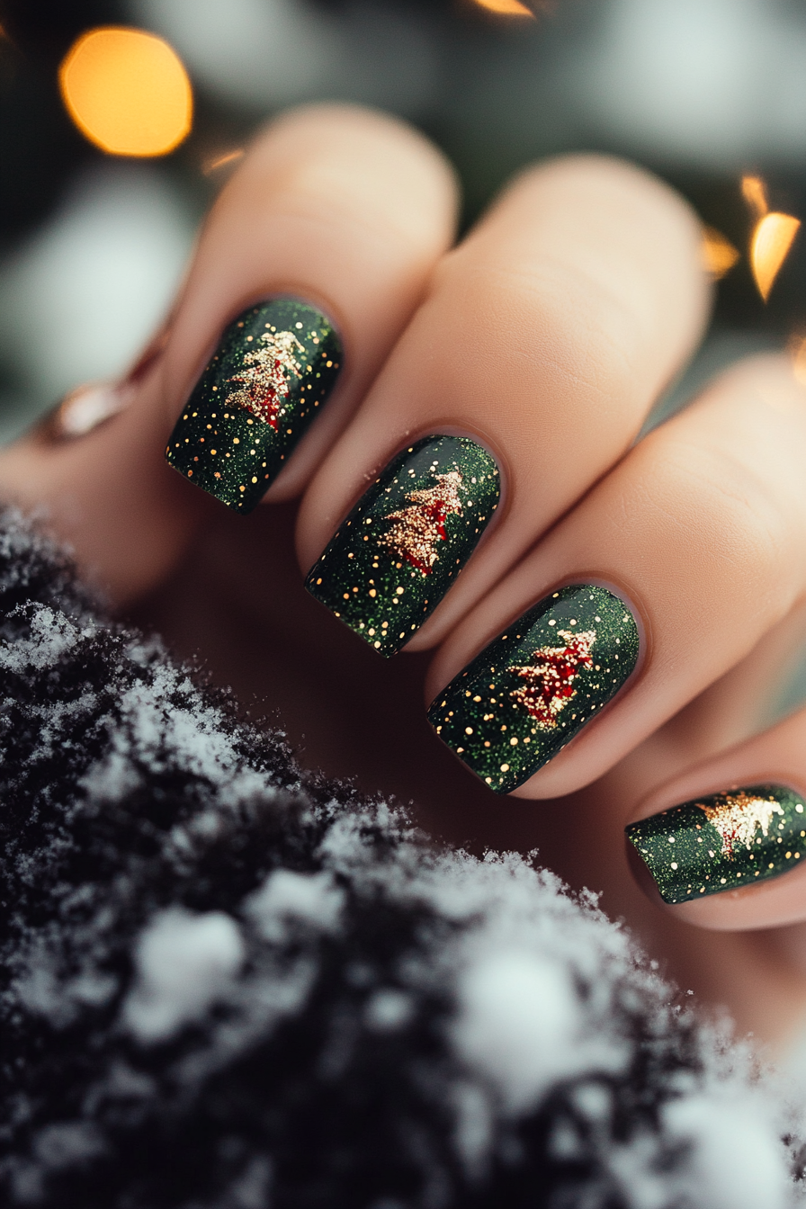 5. Christmas Tree Flicker (Easy Christmas Nail Design Ideas) - Easy Christmas Nail Design Ideas