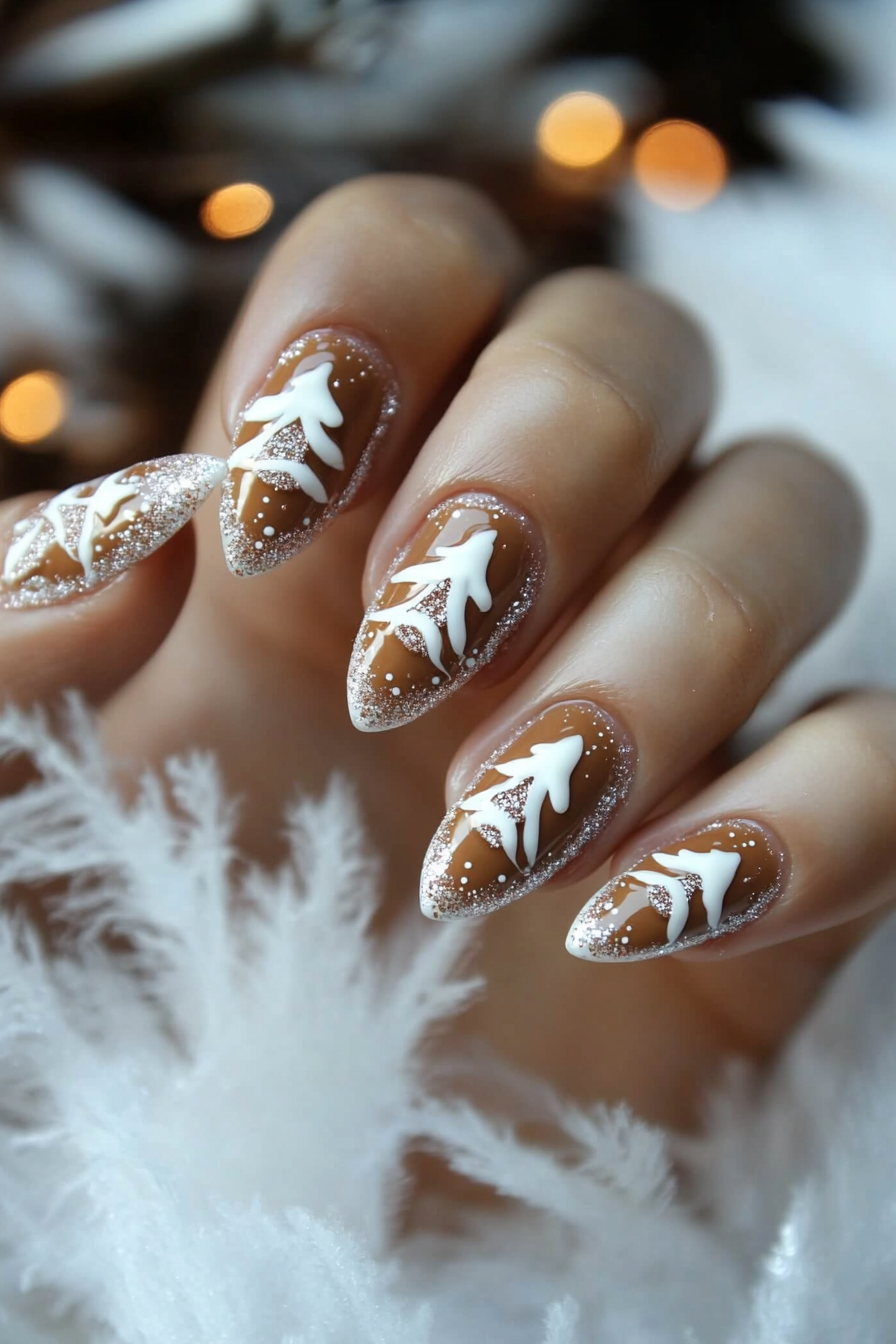 7. Gingerbread Glitz (Easy Christmas Nail Design Ideas) - Easy Christmas Nail Design Ideas