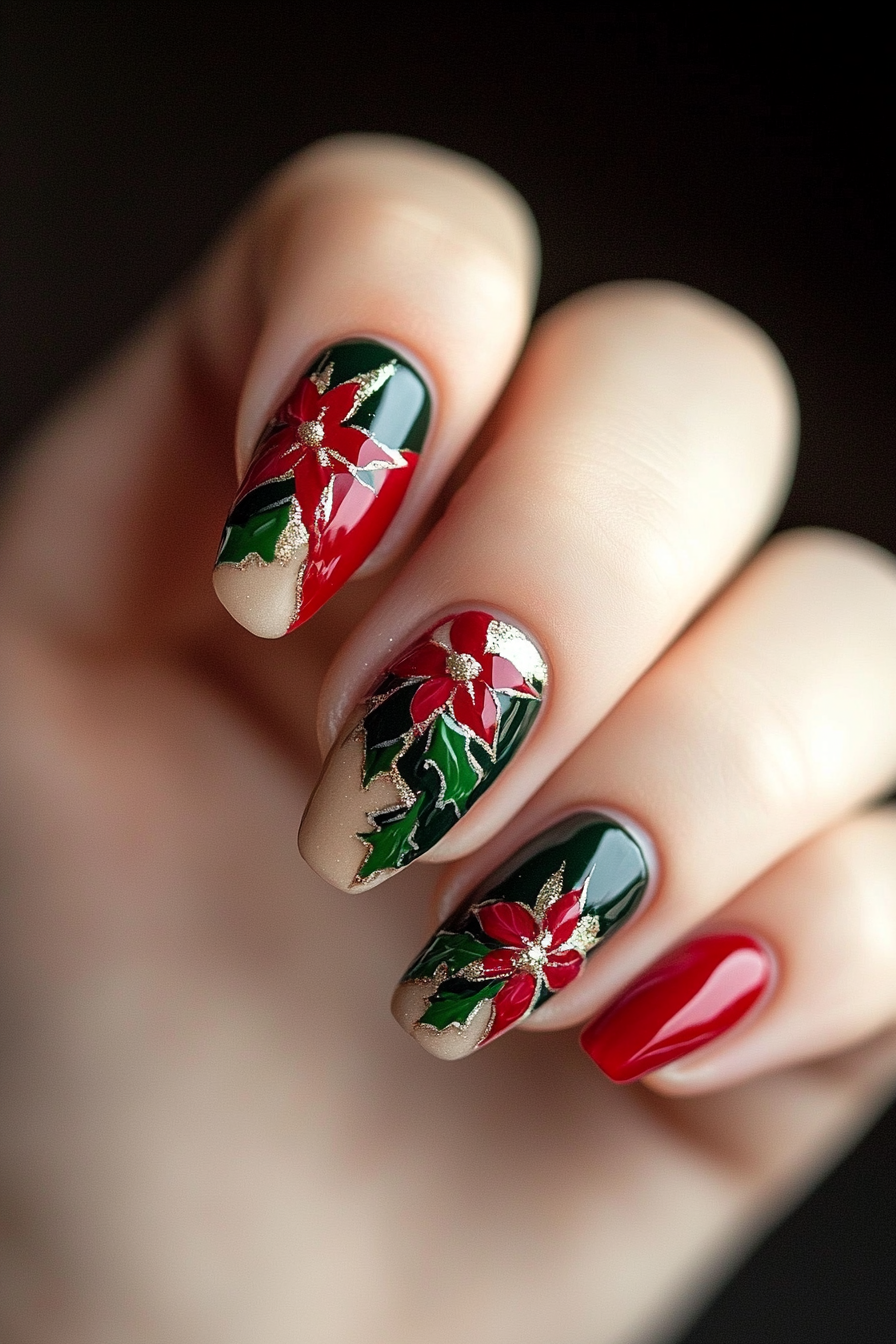 8. Poinsettia Petal (Easy Christmas Nail Design Ideas) - Easy Christmas Nail Design Ideas
