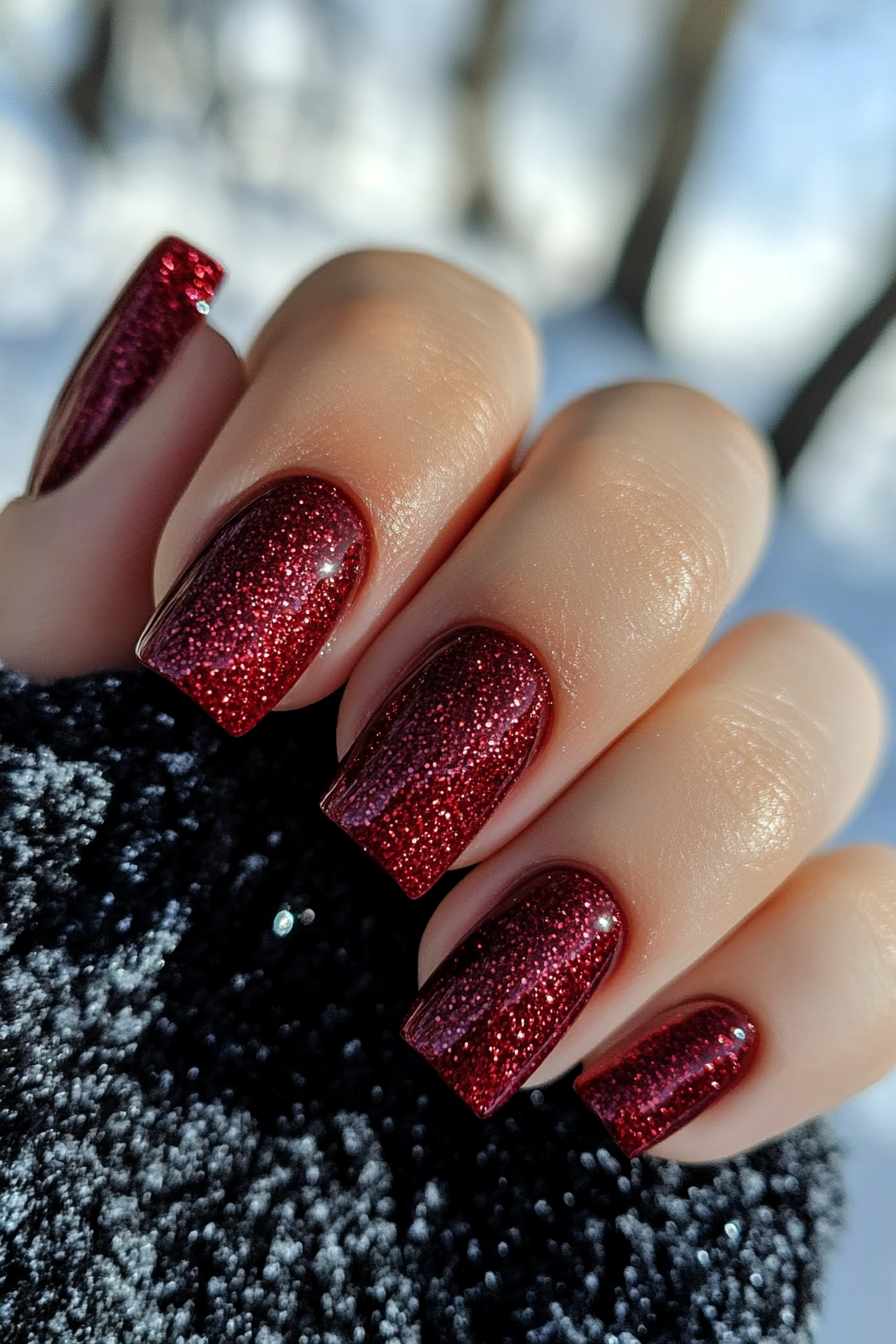 12. Frosted Cranberry (Easy Christmas Nail Design Ideas) - Easy Christmas Nail Design Ideas