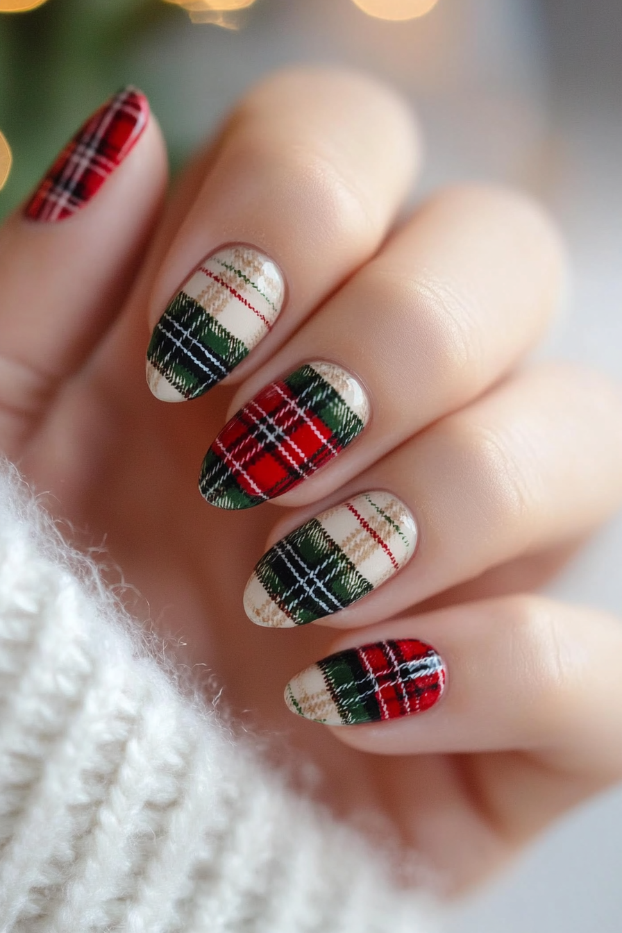 14. Festive Flannel (Easy Christmas Nail Design Ideas) - Easy Christmas Nail Design Ideas
