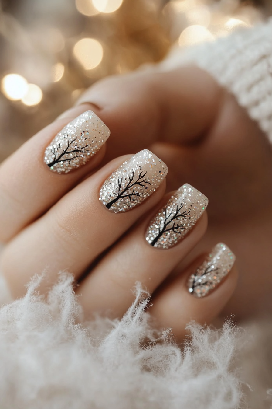 22. Twinkle Eve (Easy Christmas Nail Design Ideas) - Easy Christmas Nail Design Ideas