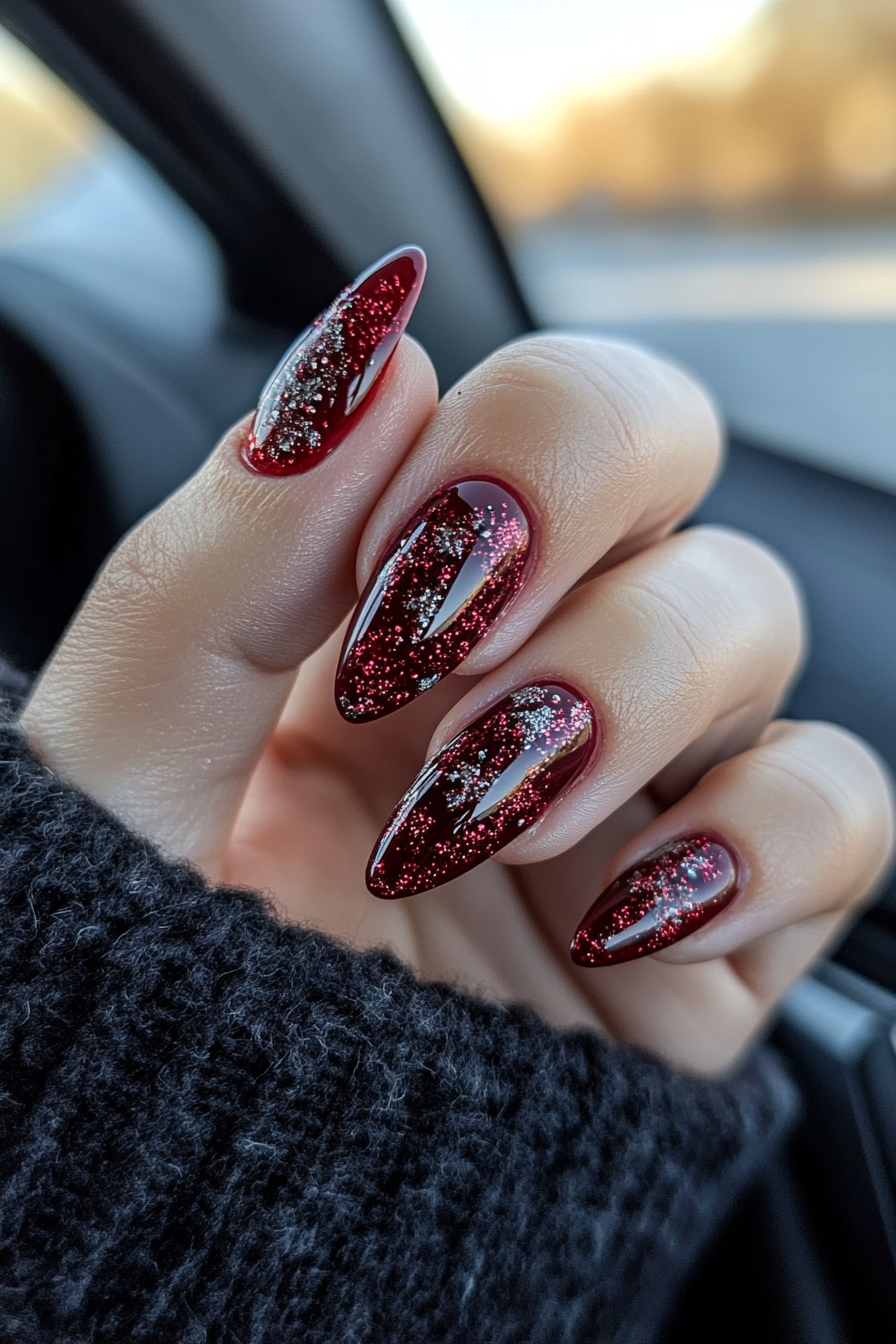 24. Cherry Chimney (Easy Christmas Nail Design Ideas) - Easy Christmas Nail Design Ideas
