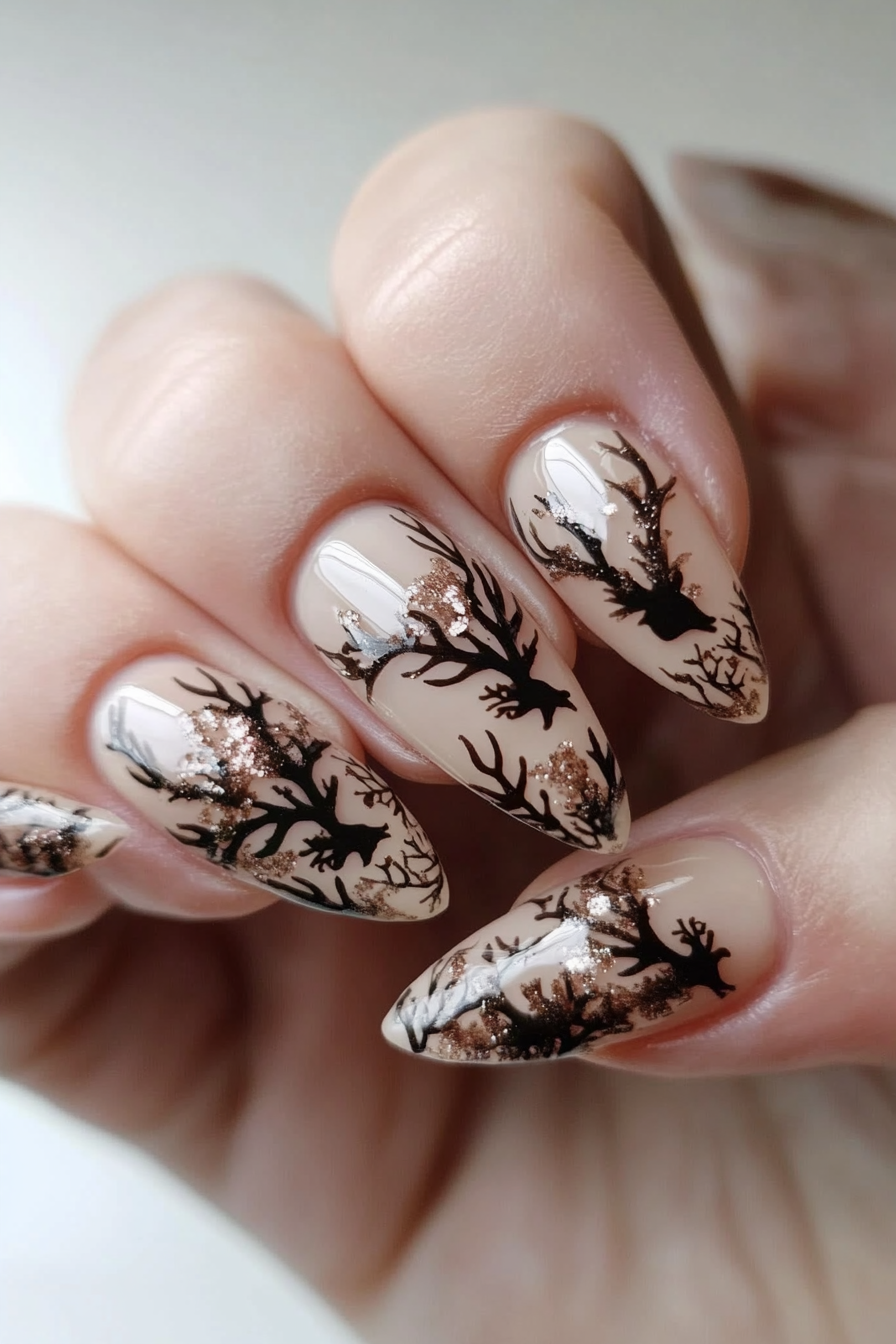 27. Reindeer Route (Easy Christmas Nail Design Ideas) - Easy Christmas Nail Design Ideas