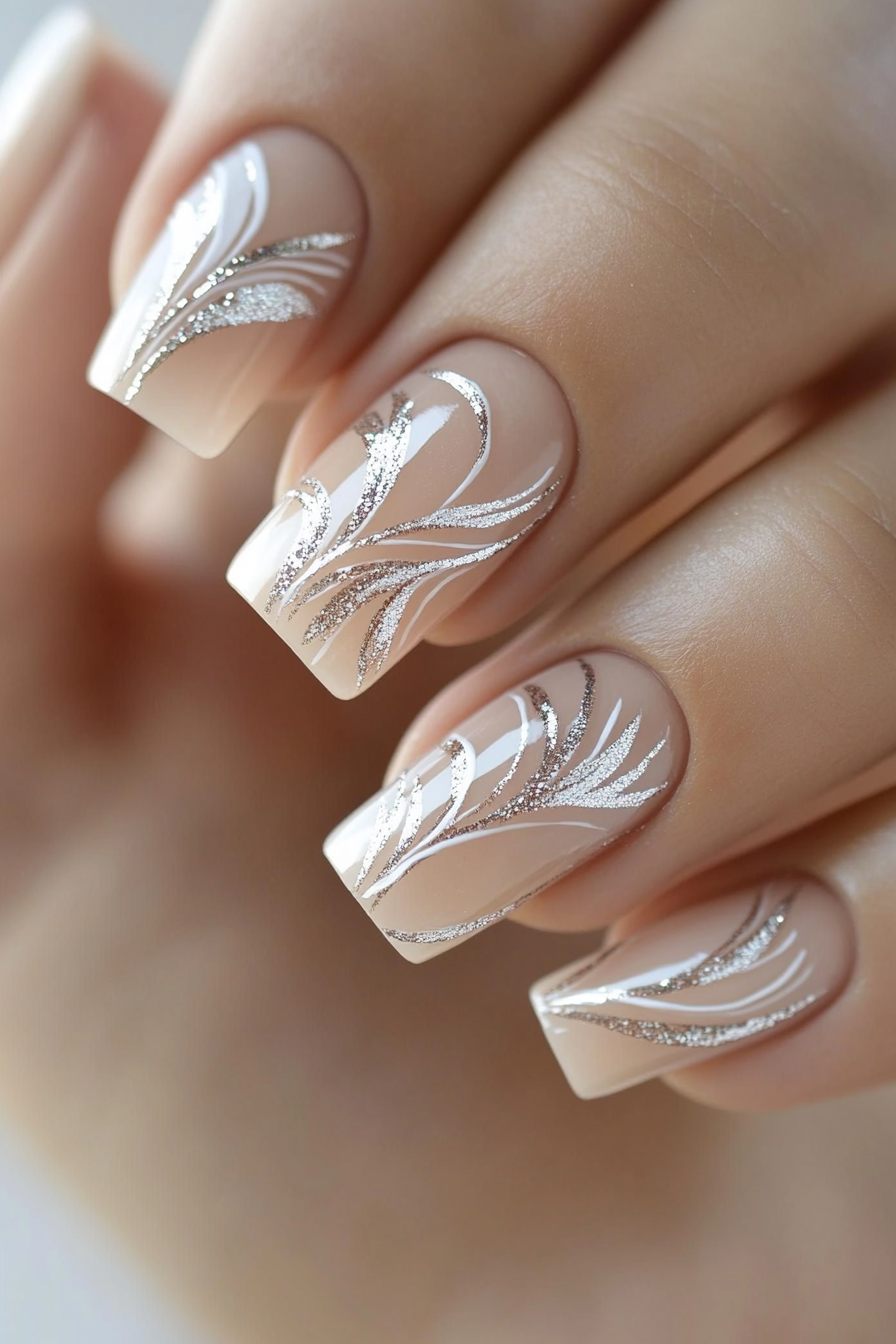 4. Glittering Silver Strokes (Elegant Nail Art Design Ideas) - Elegant Nail Art Design Ideas