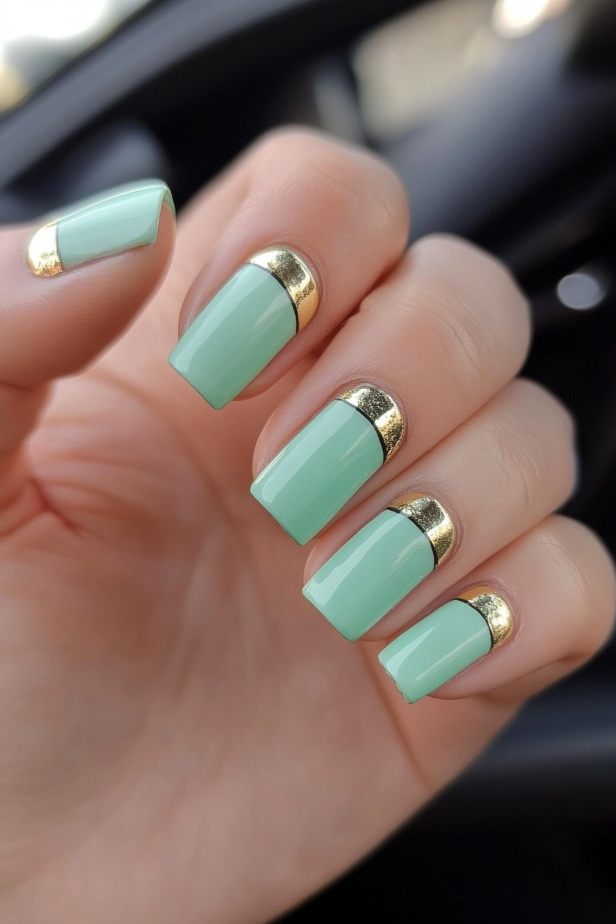 6. Soft Mint with Gold Accents (Elegant Nail Art Design Ideas) - Elegant Nail Art Design Ideas