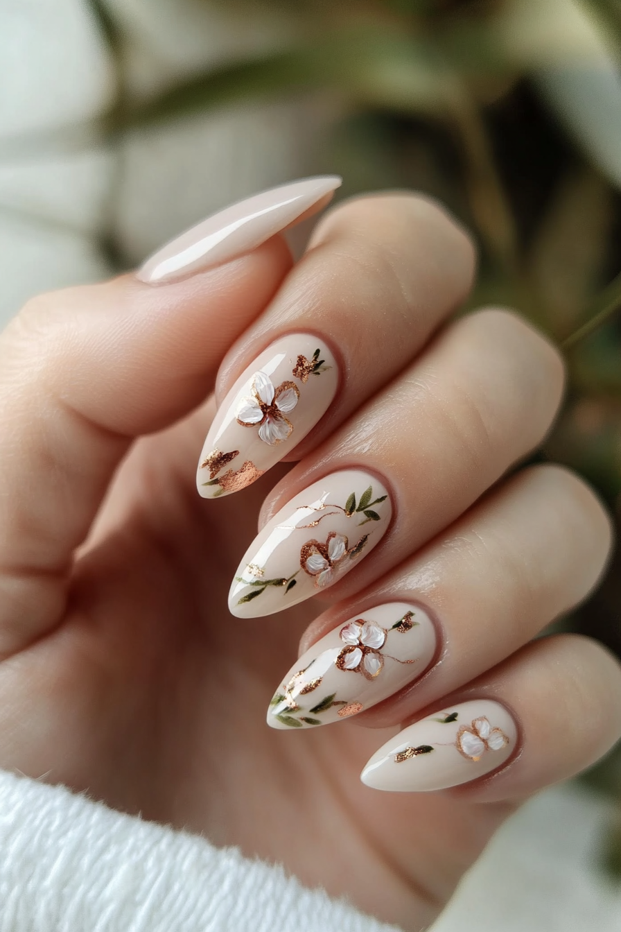 7. Rose Gold Foil Accents (Elegant Nail Art Design Ideas) - Elegant Nail Art Design Ideas