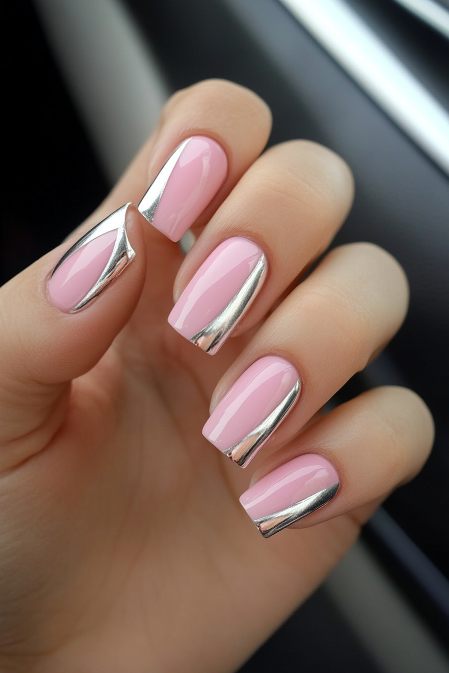 8. Pastel Pink and Silver Tips (Elegant Nail Art Design Ideas) - Elegant Nail Art Design Ideas