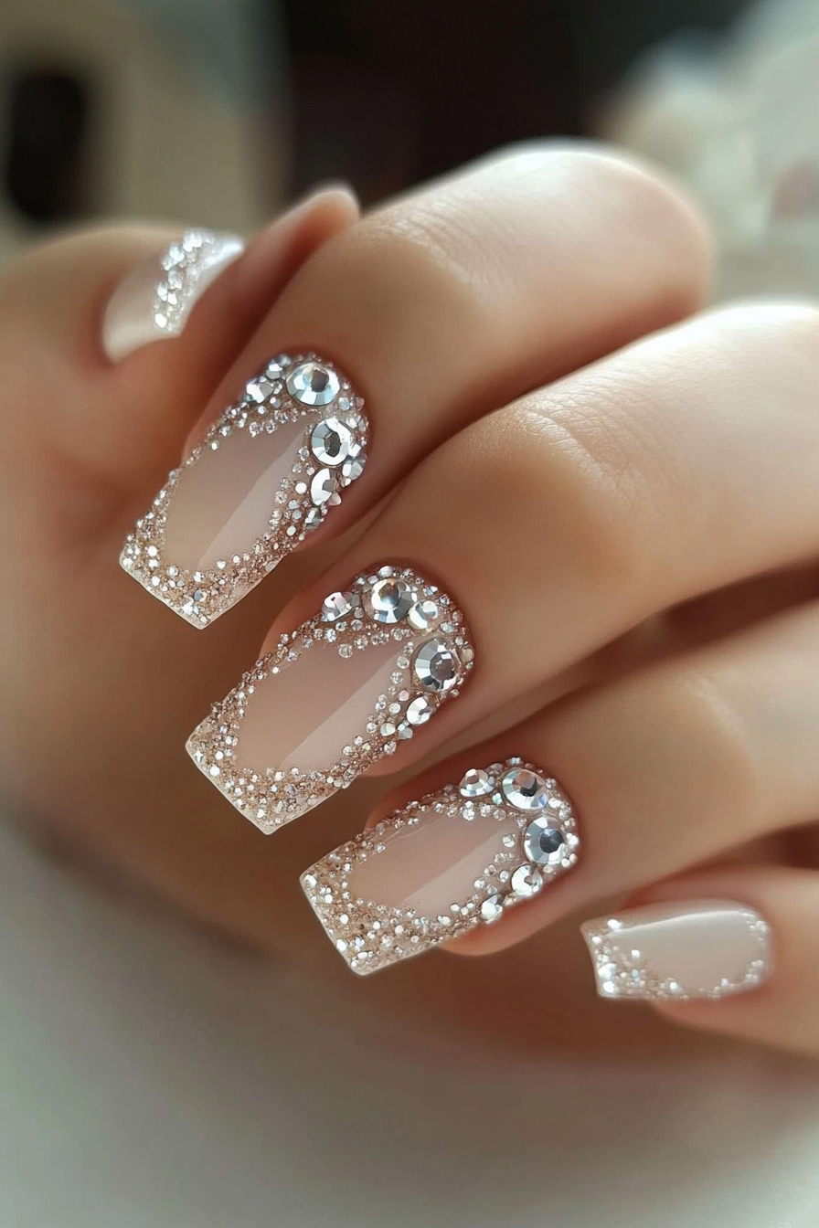 10. Crystal Embellished Tips (Elegant Nail Art Design Ideas) - Elegant Nail Art Design Ideas