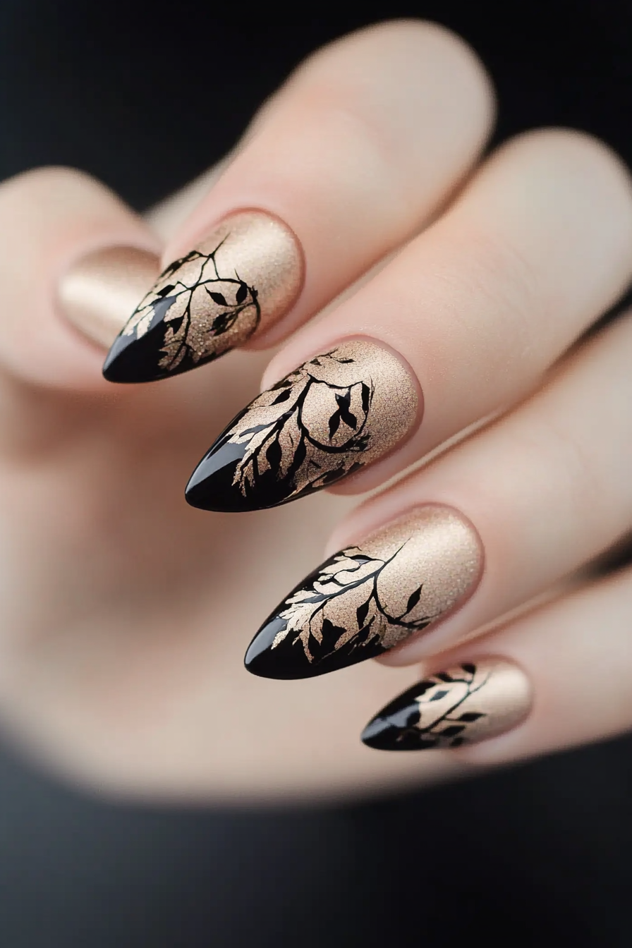 11. Metallic Bronze and Beige (Elegant Nail Art Design Ideas) - Elegant Nail Art Design Ideas