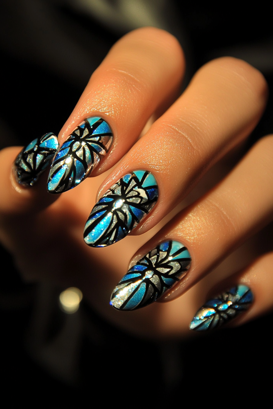 1. Shimmering Geometric (Fun Nail Design Ideas) - Fun Nail Design Ideas