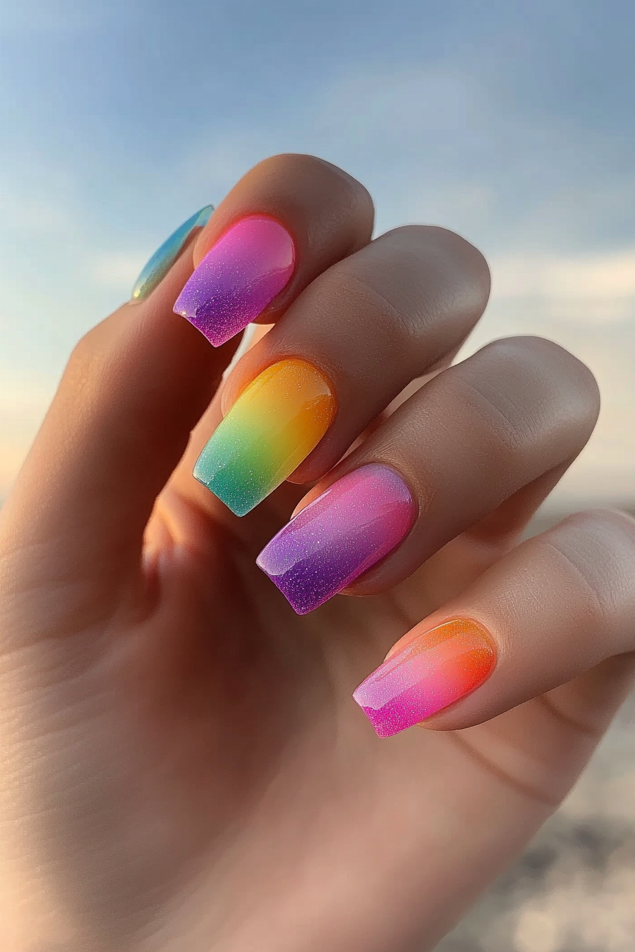9. Rainbow Gradient (Fun Nail Design Ideas) - Fun Nail Design Ideas