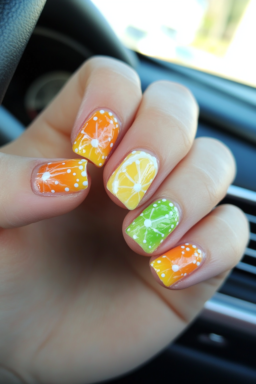 11. Citrus Pop (Fun Nail Design Ideas) - Fun Nail Design Ideas