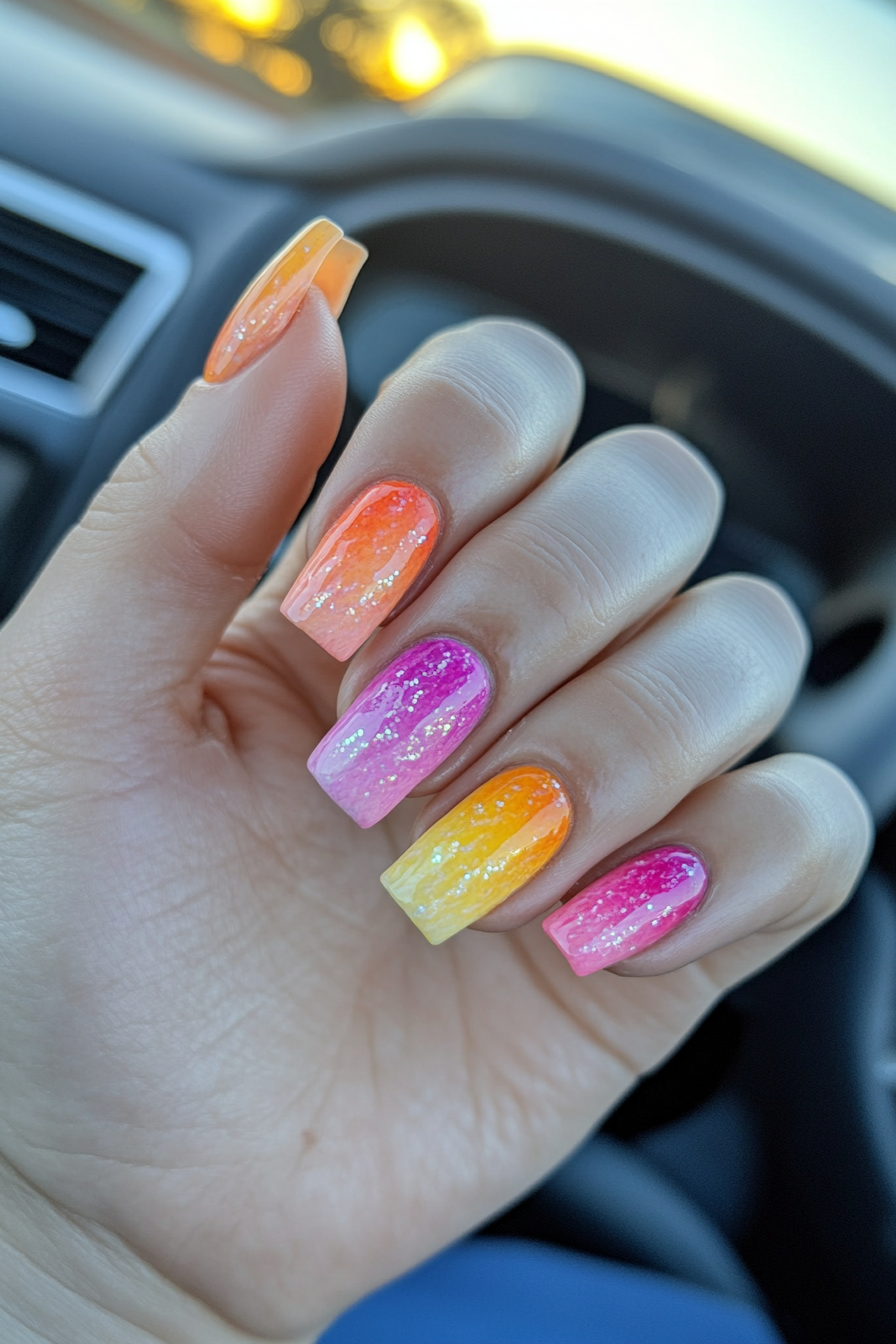 23. Tropical Sunset (Fun Nail Design Ideas) - Fun Nail Design Ideas