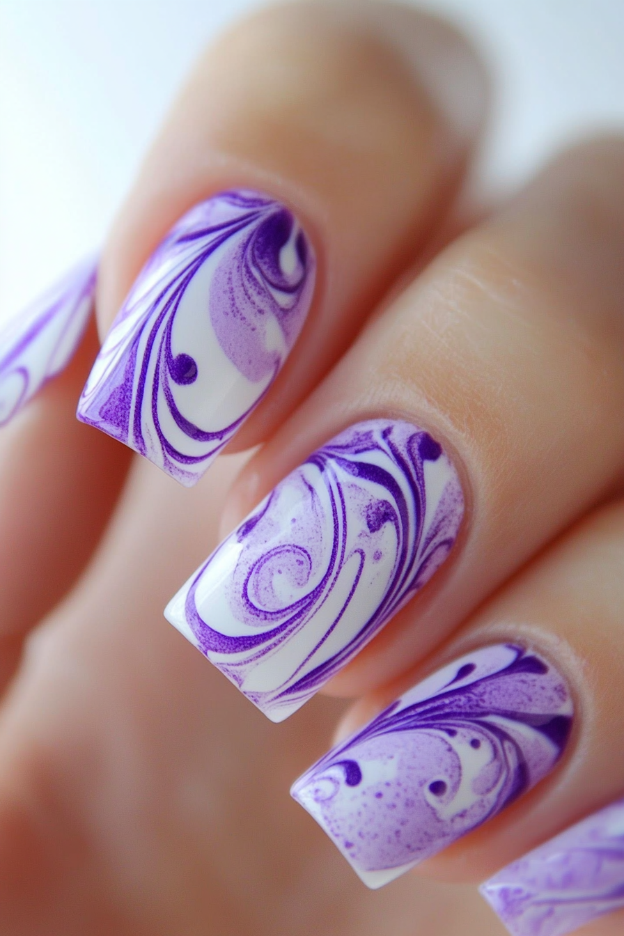 4. Pastel Lavender Swirls (Lavender Nail Design Ideas) - Lavender Nail Design Ideas