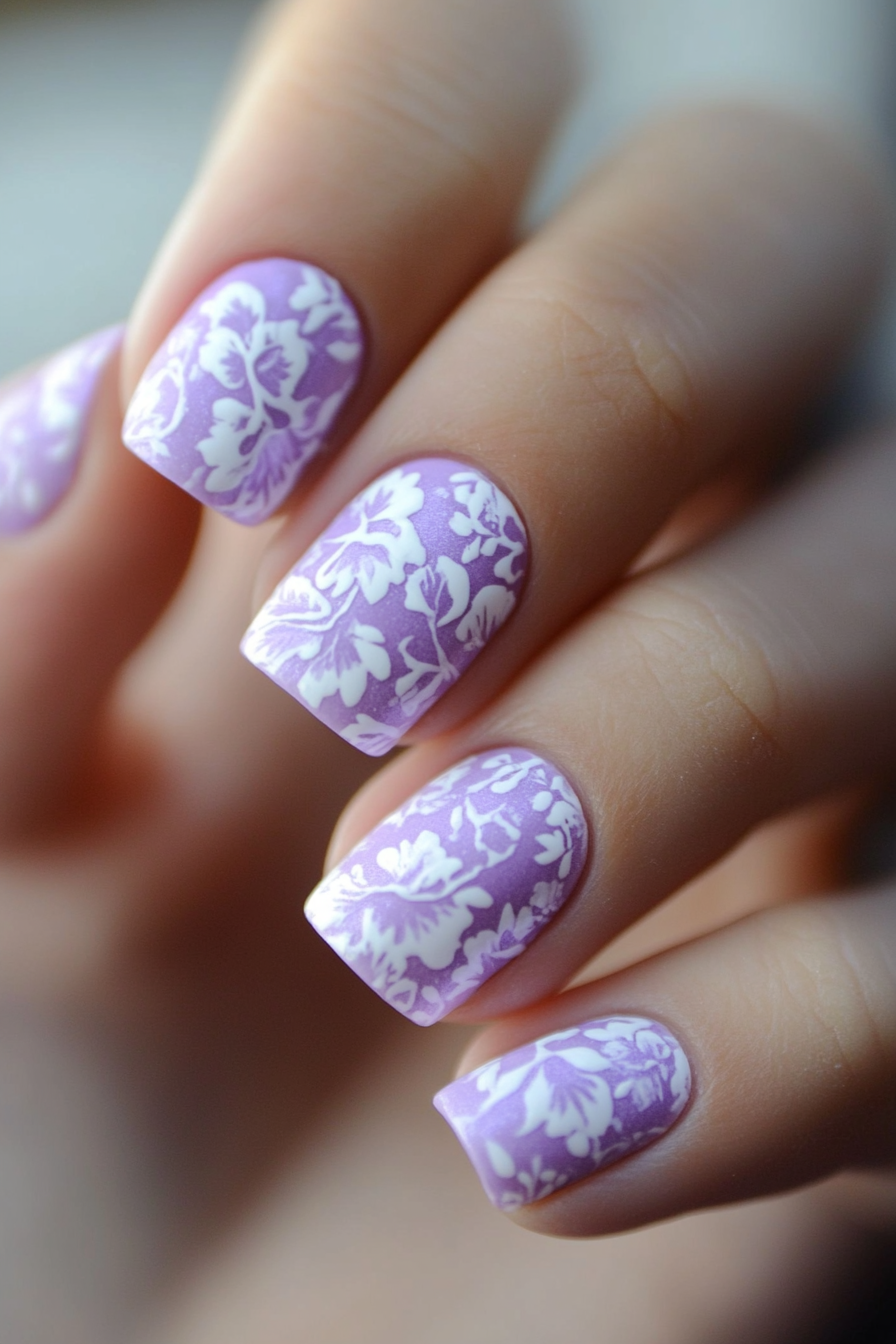 8. Lilac Floral Accents (Lavender Nail Design Ideas) - Lavender Nail Design Ideas