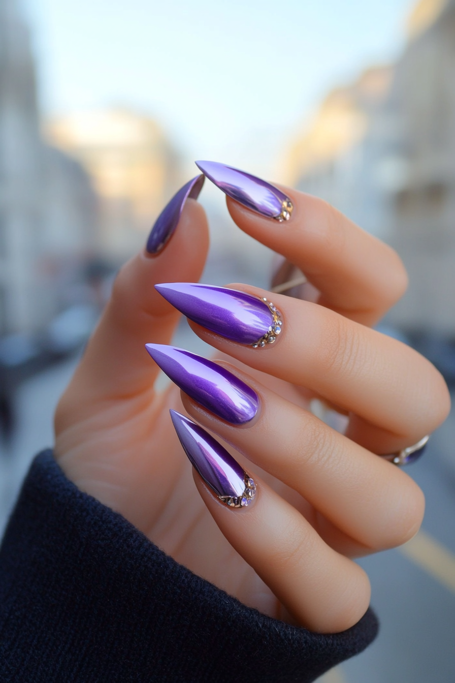 10. Metallic Lavender Foil Tips (Lavender Nail Design Ideas) - Lavender Nail Design Ideas