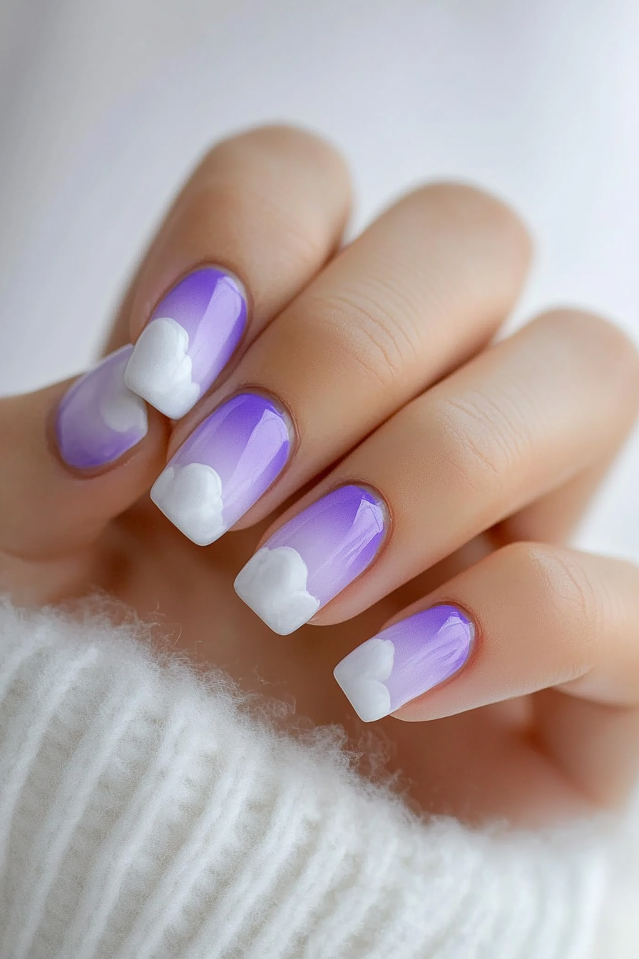 16. Lavender Cloud Art (Lavender Nail Design Ideas) - Lavender Nail Design Ideas