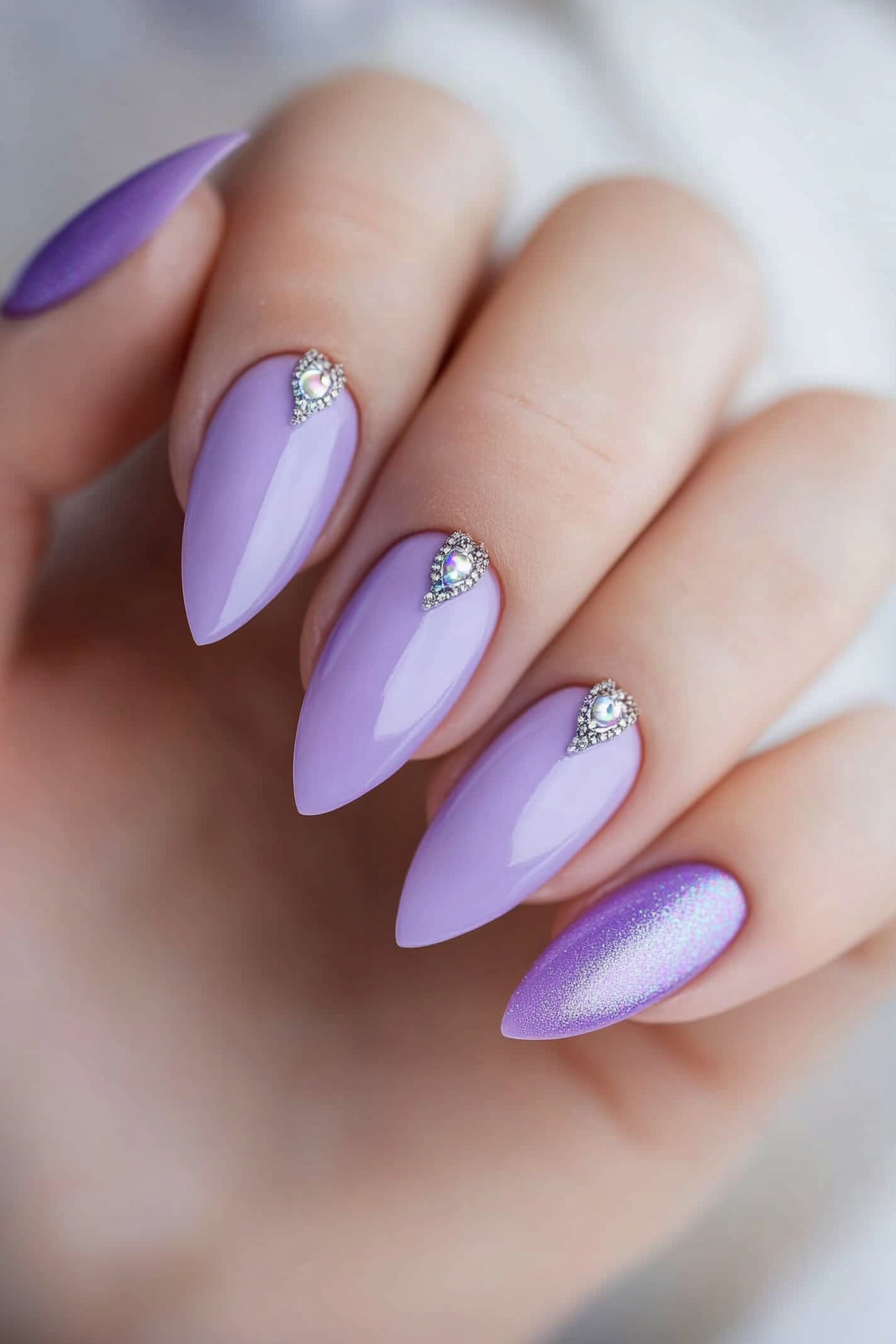 19. Lavender Holographic Shine (Lavender Nail Design Ideas) - Lavender Nail Design Ideas