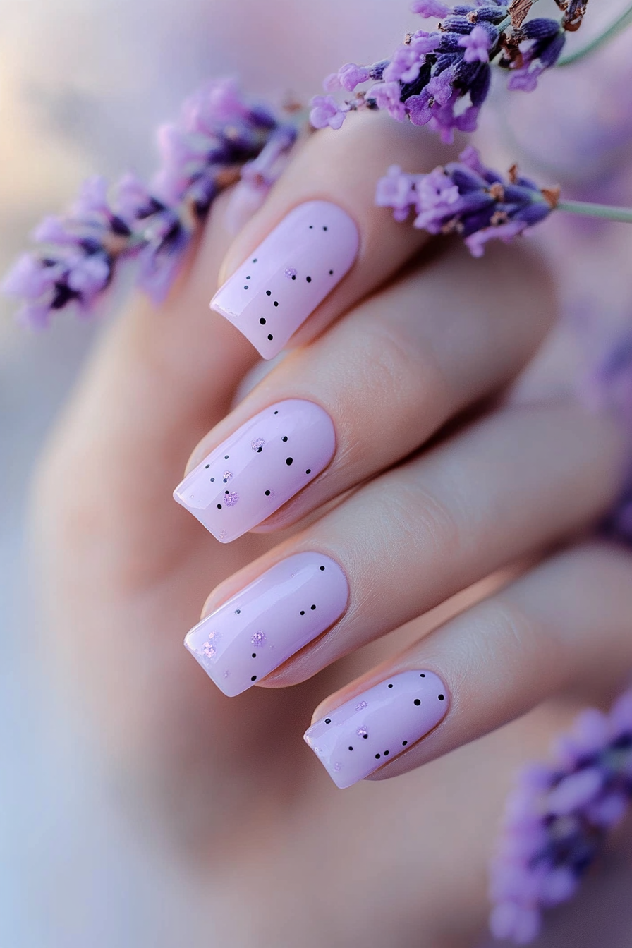 25. Minimalist Lavender Dots (Lavender Nail Design Ideas) - Lavender Nail Design Ideas