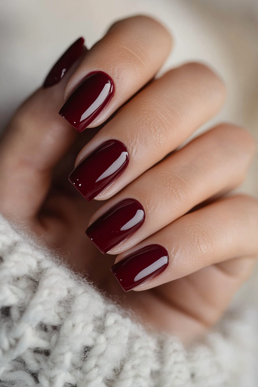 1. Classic Glossy Maroon (Maroon Color Nail Design Ideas) - Maroon Color Nail Design Ideas