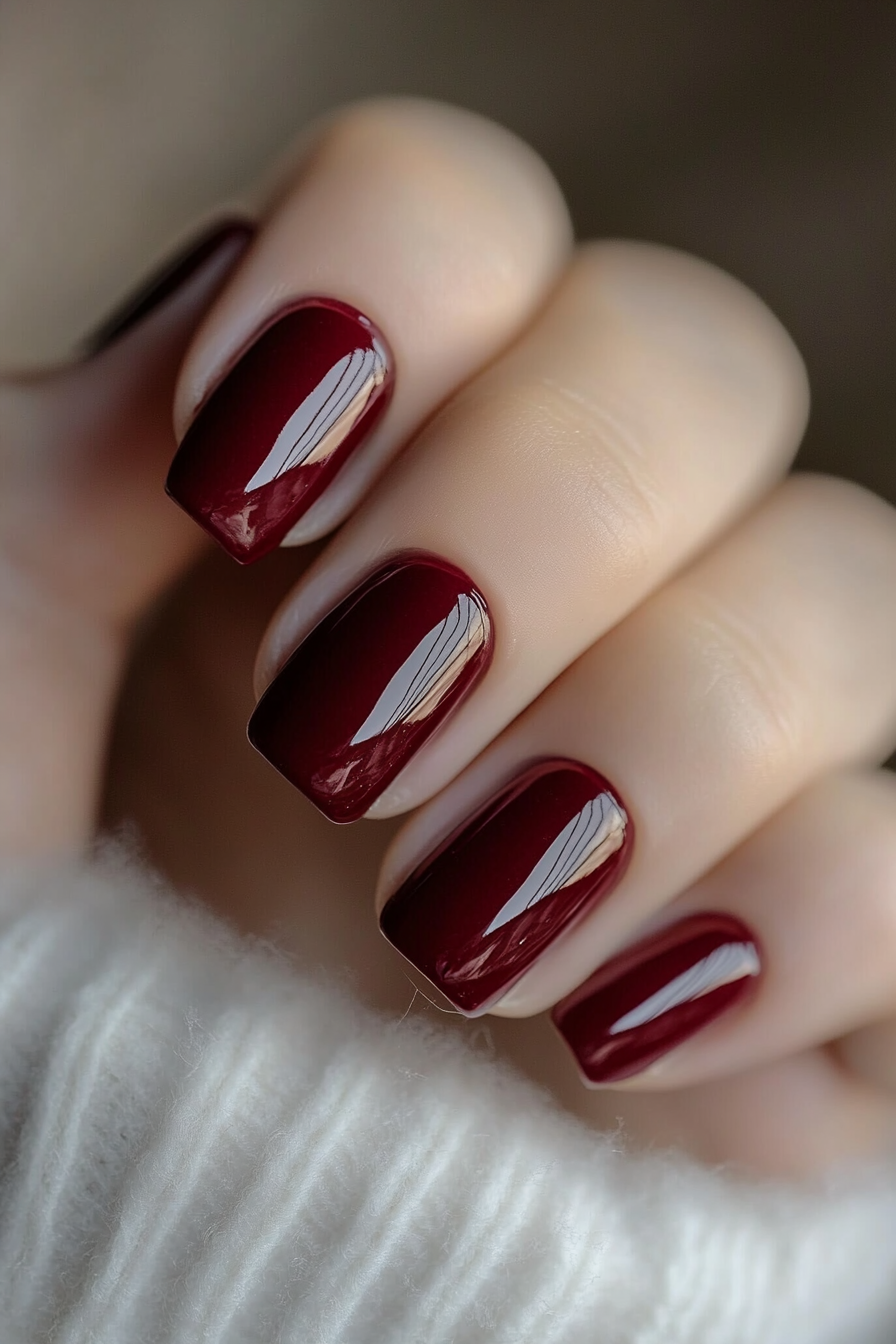 12. Maroon Velvet Nails (Maroon Color Nail Design Ideas) - Maroon Color Nail Design Ideas