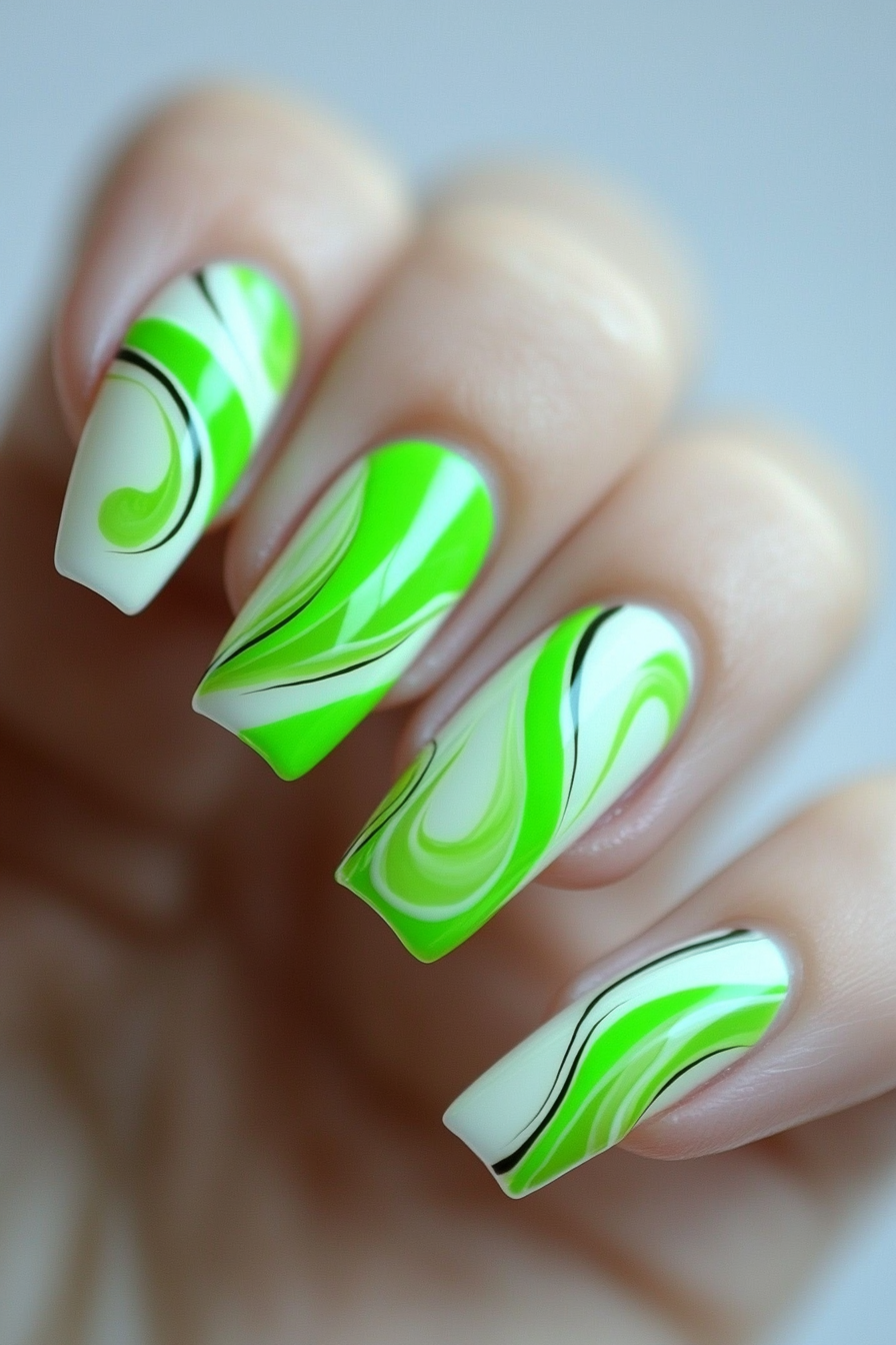 1. Electric Lime Swirl (Neon Nail Design Ideas) - Neon Nail Design Ideas