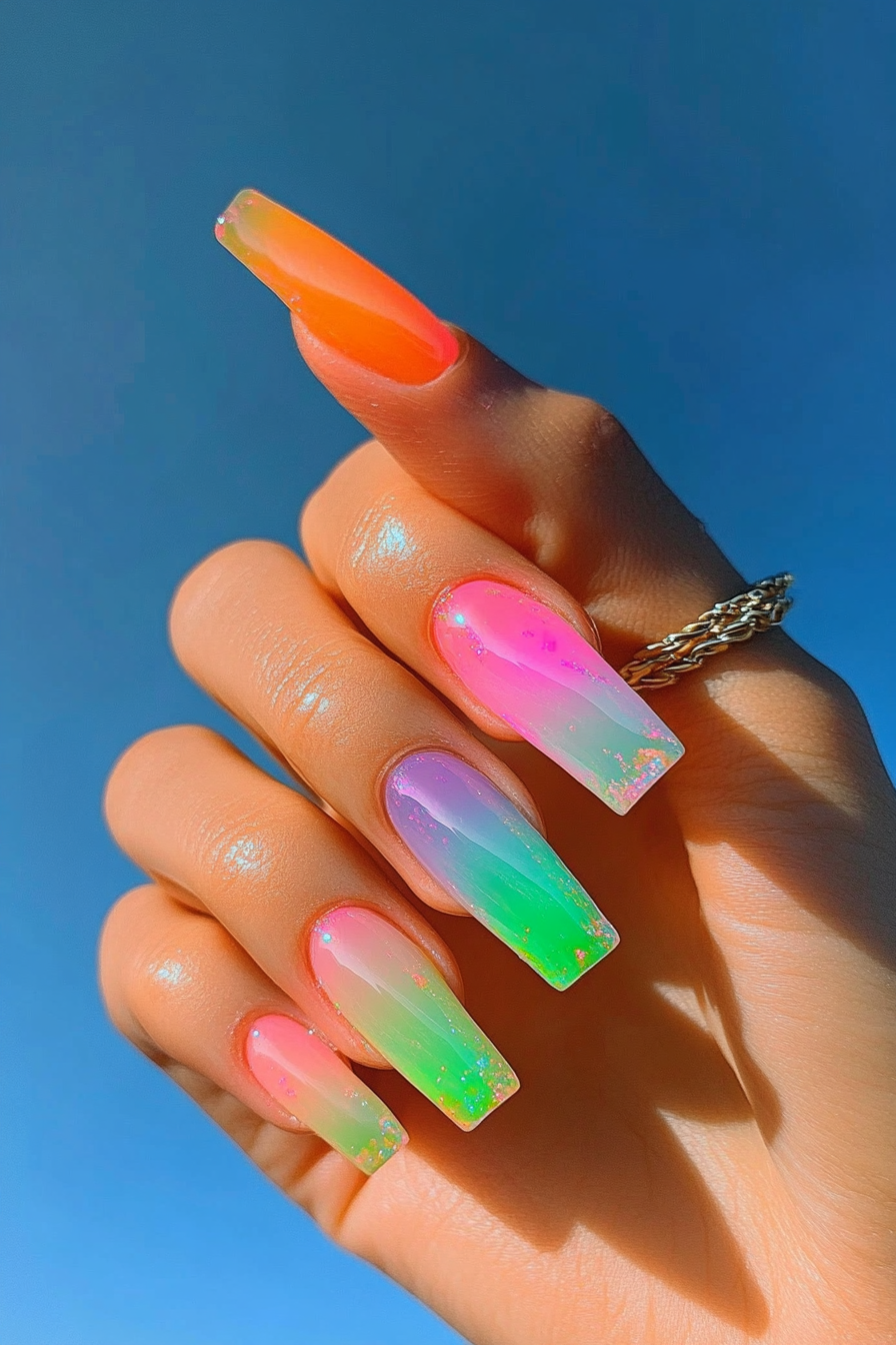 24. Neon Jelly Finish (Neon Nail Design Ideas) - Neon Nail Design Ideas