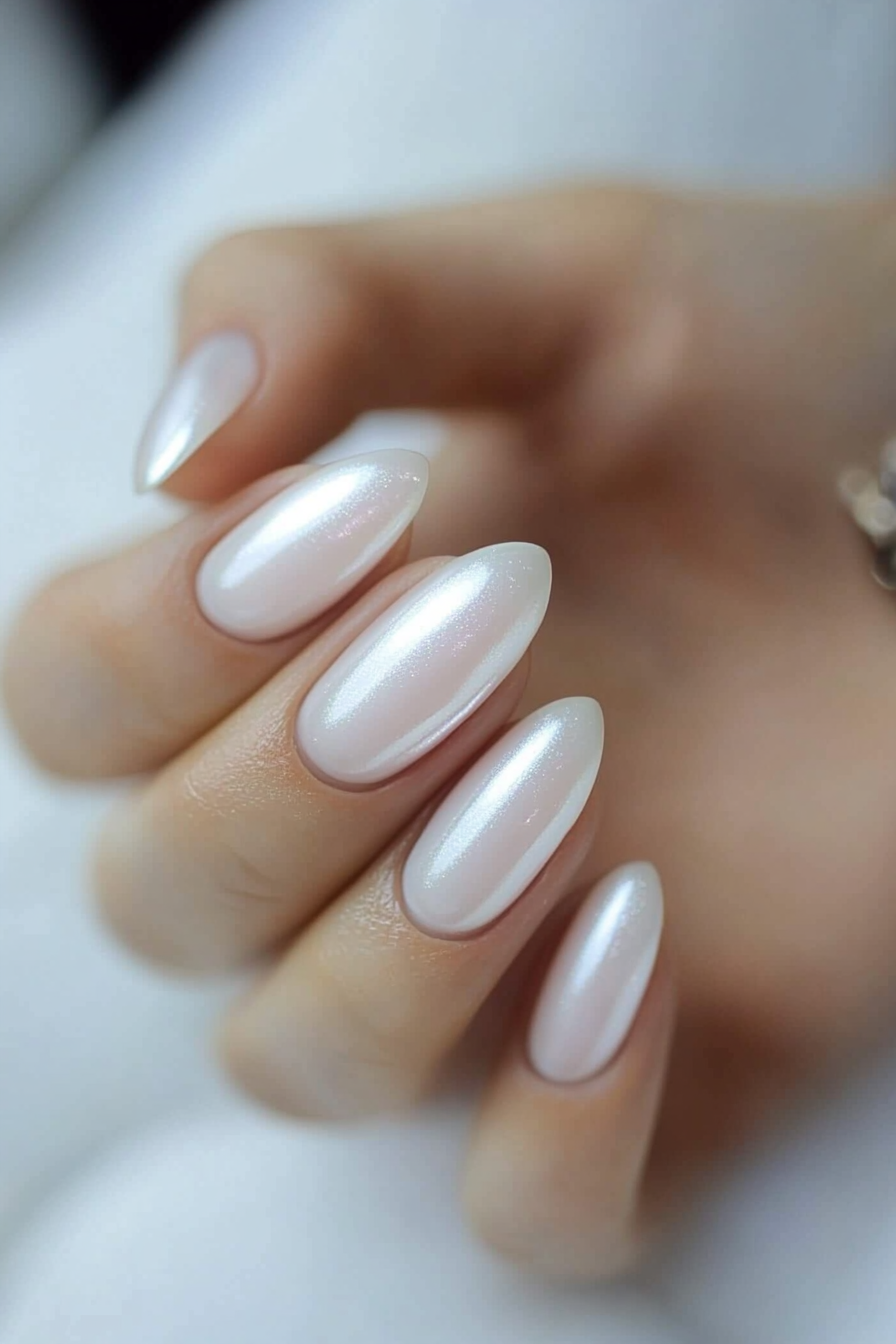 1. Iridescent Pearl Glaze (Oval Nail Design Ideas) - Oval Nail Design Ideas