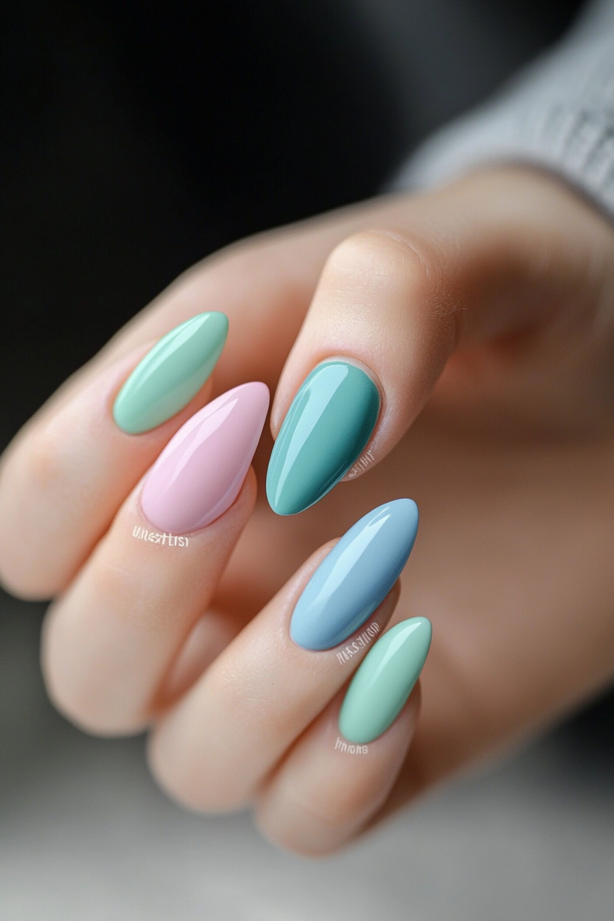 5. Pastel French Tips (Oval Nail Design Ideas) - Oval Nail Design Ideas