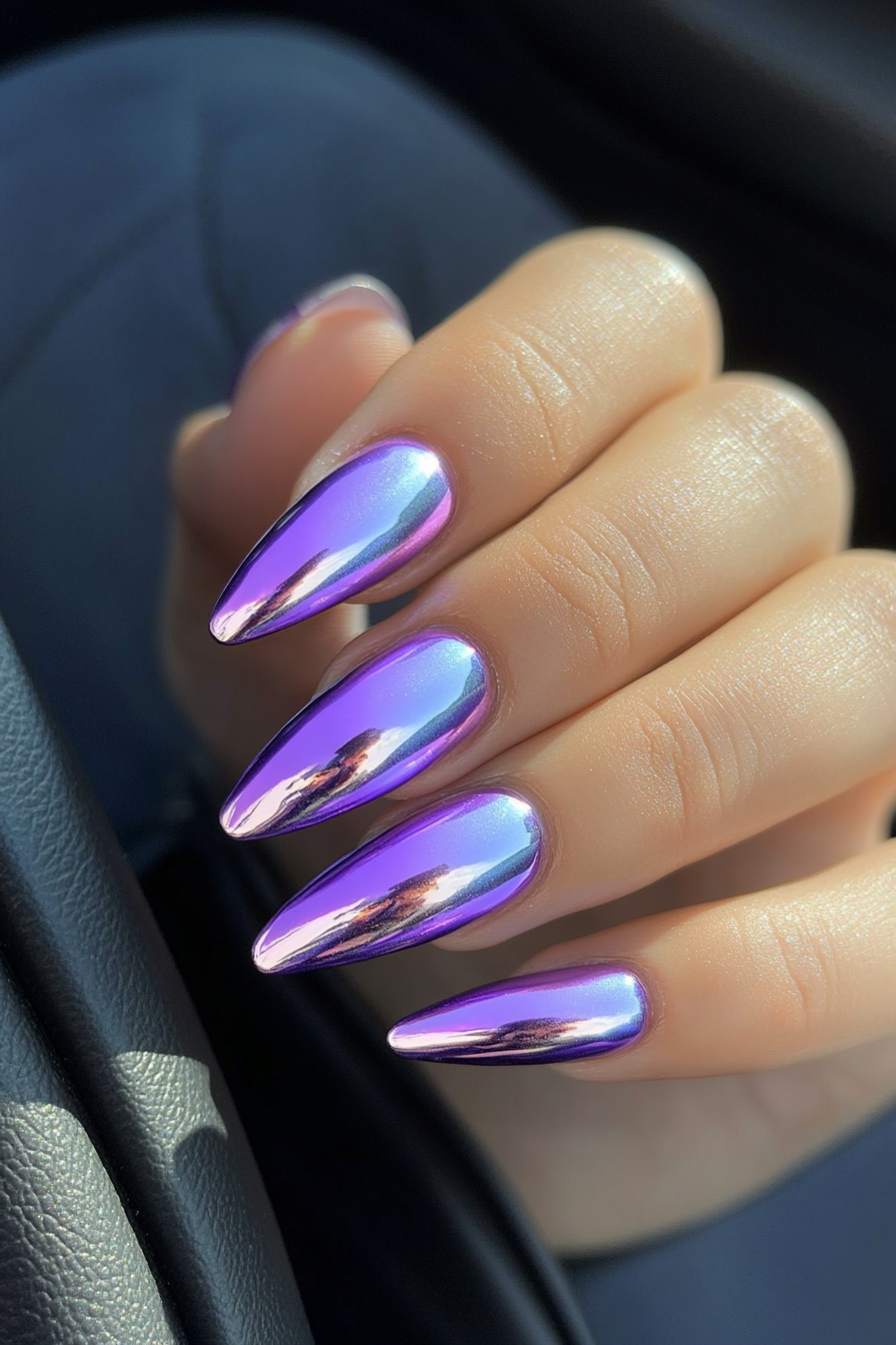 6. Chrome Lavender (Oval Nail Design Ideas) - Oval Nail Design Ideas