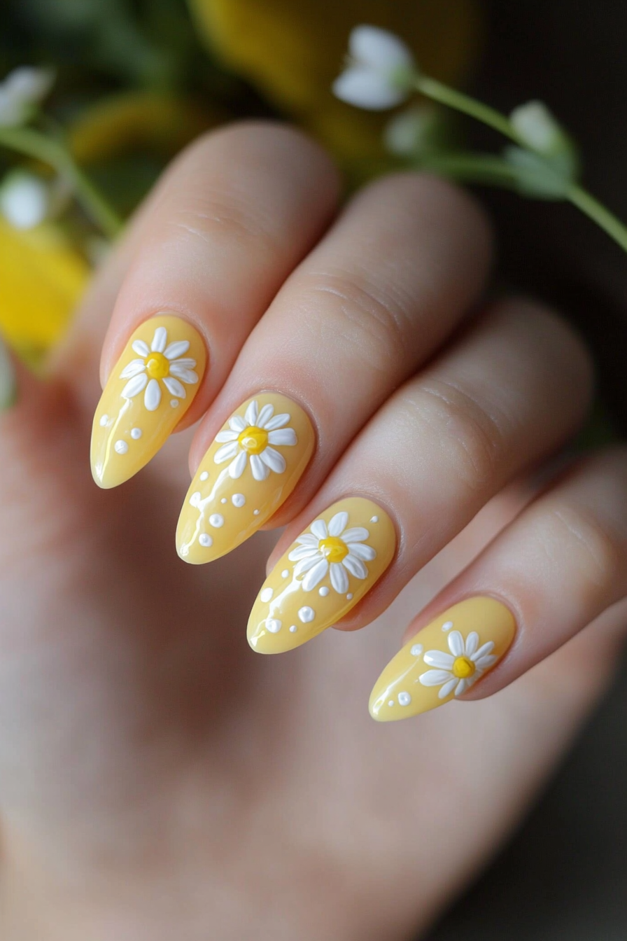 9. Buttercup Yellow Charm (Oval Nail Design Ideas) - Oval Nail Design Ideas