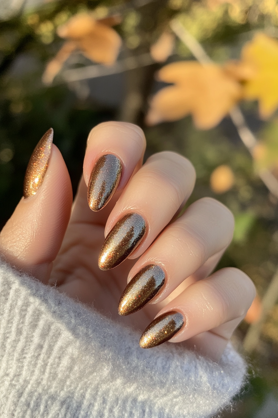 18. Glazed Cinnamon (Oval Nail Design Ideas) - Oval Nail Design Ideas
