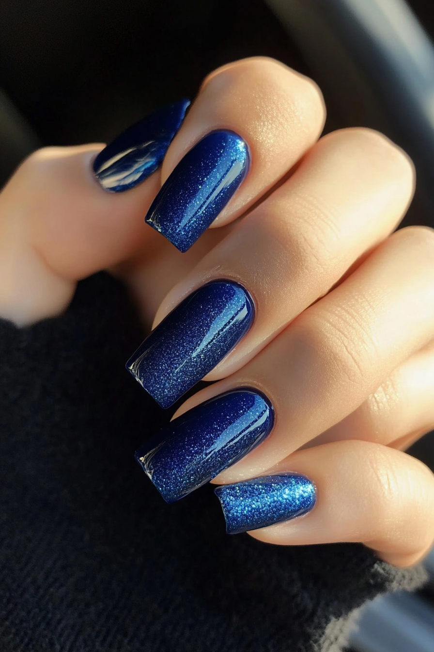 11. Deep Blue Velvet Nails (Royal Blue Nail Design Ideas) - Royal Blue Nail Design Ideas