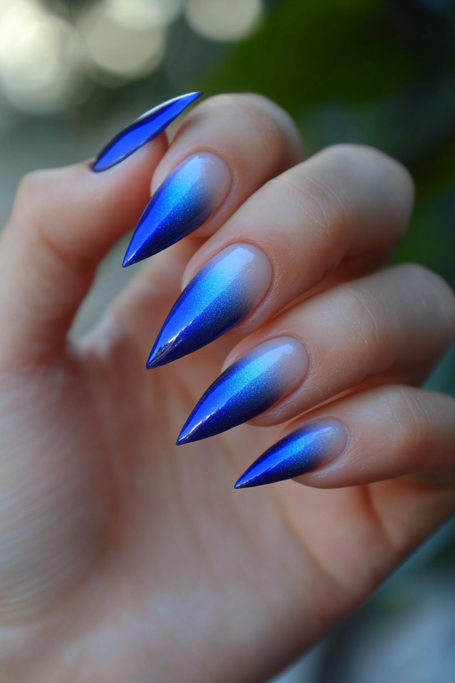 15. Royal Blue Matte with Glossy Tips (Royal Blue Nail Design Ideas) - Royal Blue Nail Design Ideas