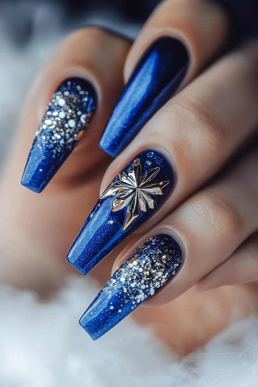 23. Metallic Foil Royal Blue (Royal Blue Nail Design Ideas) - Royal Blue Nail Design Ideas