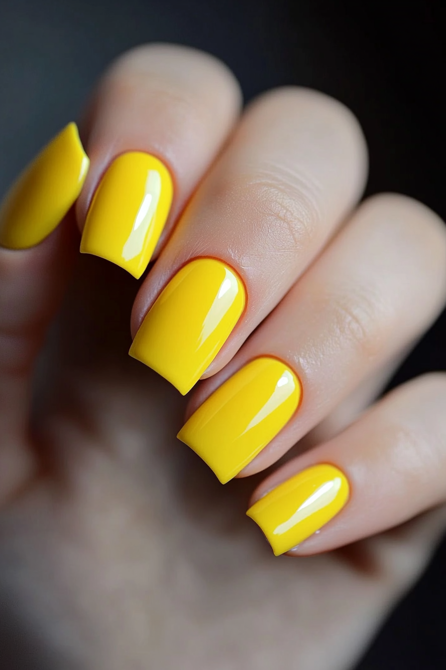 5. Lemon Zest Pop (Short Square Nail Design Ideas) - Short Square Nail Design Ideas