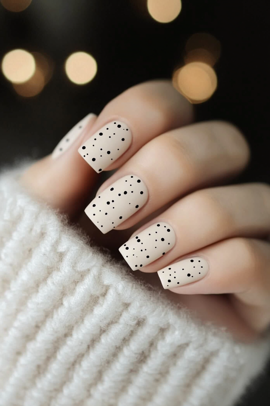 7. Light Beige Micro Dots (Short Square Nail Design Ideas) - Short Square Nail Design Ideas