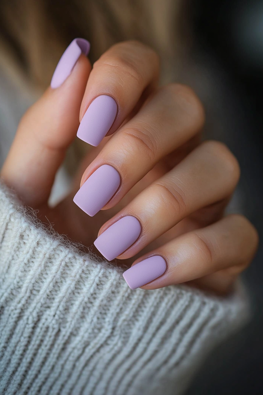20. Pale Lavender Fog (Short Square Nail Design Ideas) - Short Square Nail Design Ideas