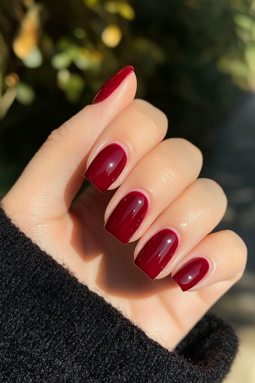 26. Cherry Gloss Squares (Short Square Nail Design Ideas) - Short Square Nail Design Ideas