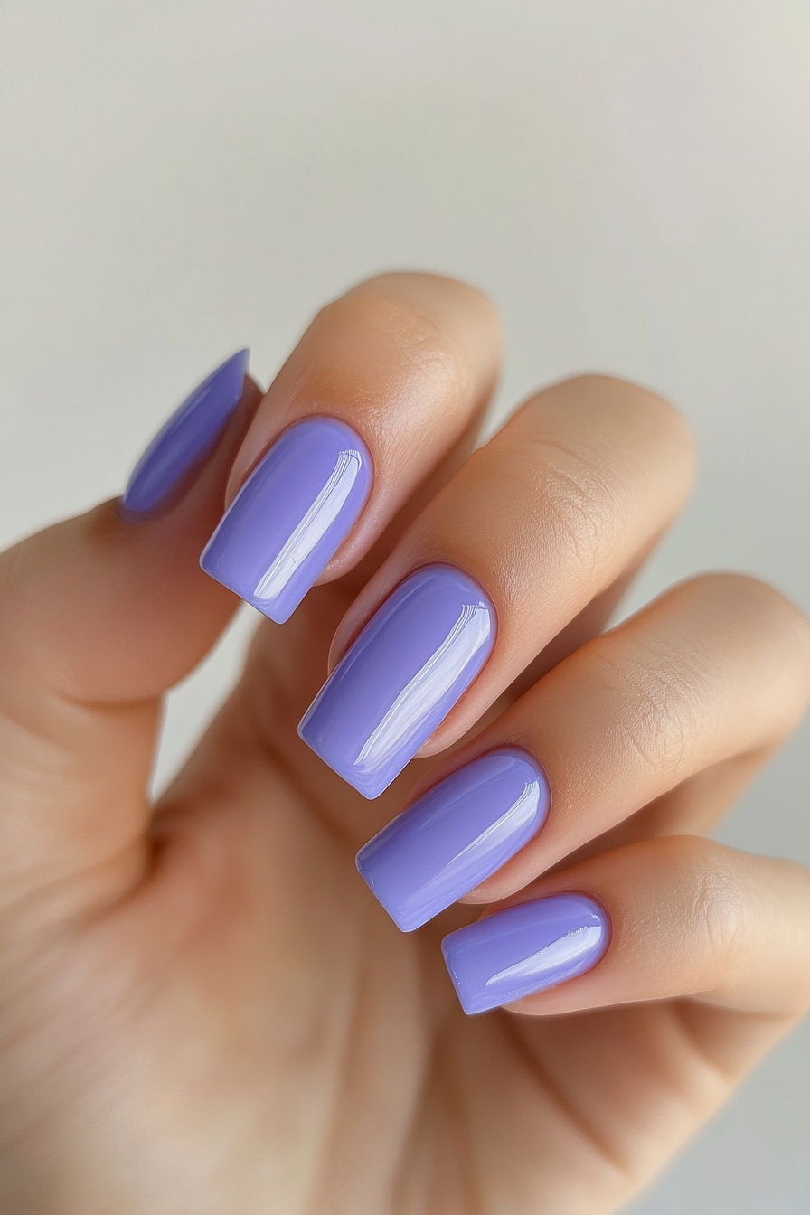 27. Periwinkle Shimmer Wash (Short Square Nail Design Ideas) - Short Square Nail Design Ideas