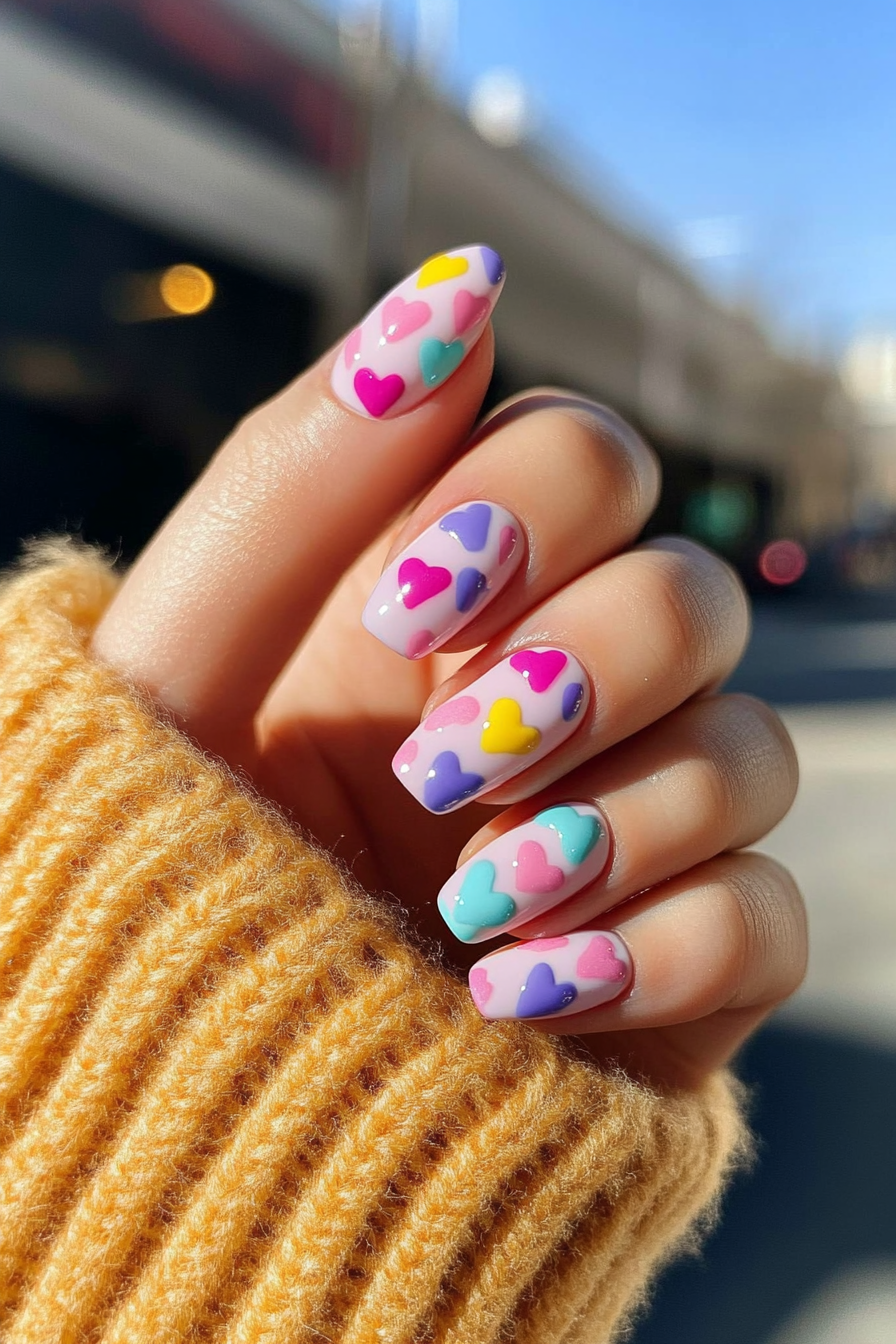 2. Chic Candy Hearts (Valentine'S Day Nail Design Ideas) - Valentine'S Day Nail Design Ideas