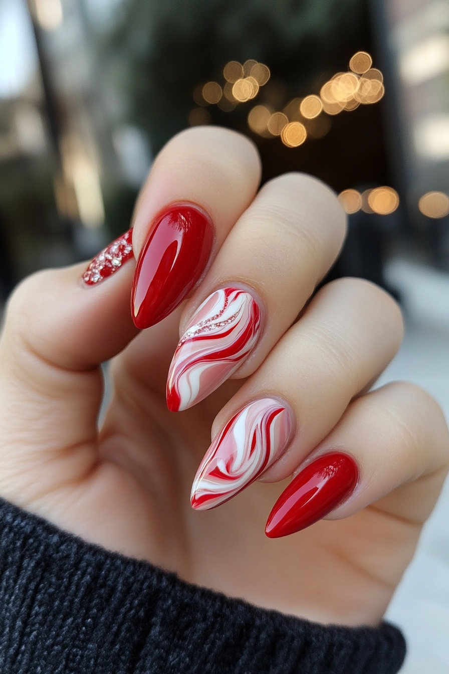6. Crimson Swirl Delight (Valentine'S Day Nail Design Ideas) - Valentine'S Day Nail Design Ideas