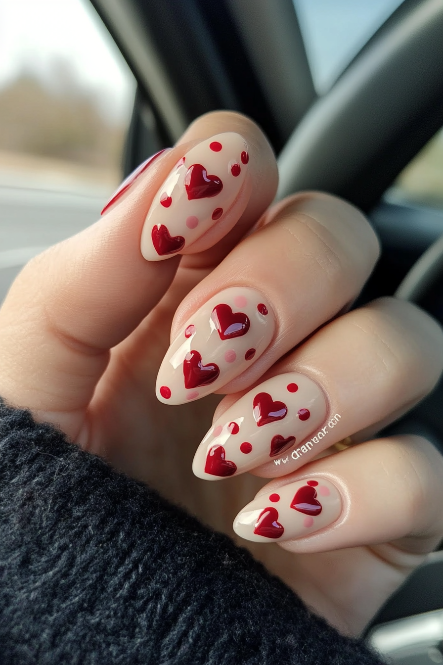 11. Dotted with Love (Valentine'S Day Nail Design Ideas) - Valentine'S Day Nail Design Ideas