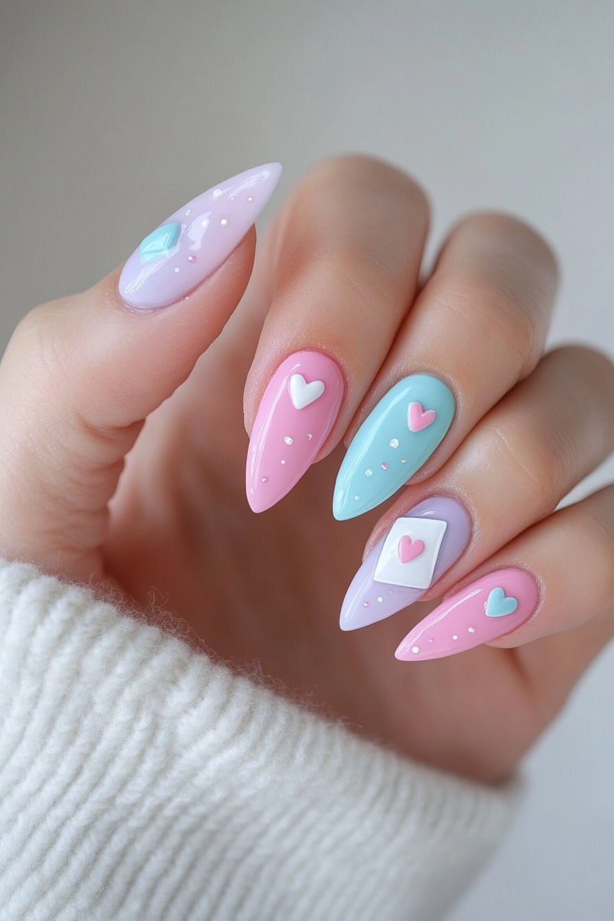 13. Pastel Love Story (Valentine'S Day Nail Design Ideas) - Valentine'S Day Nail Design Ideas