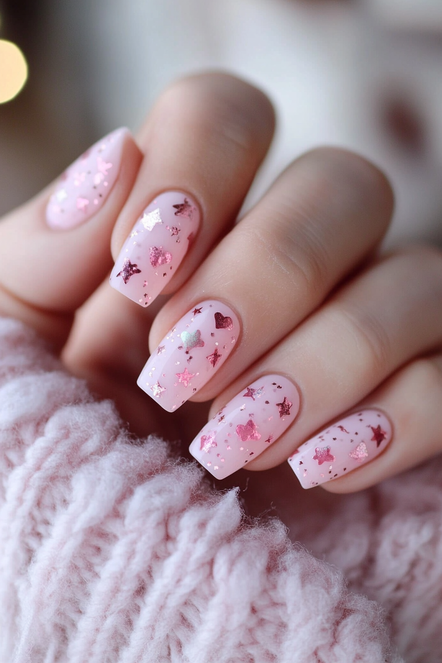 16. Starlit Pink Dreams (Valentine'S Day Nail Design Ideas) - Valentine'S Day Nail Design Ideas